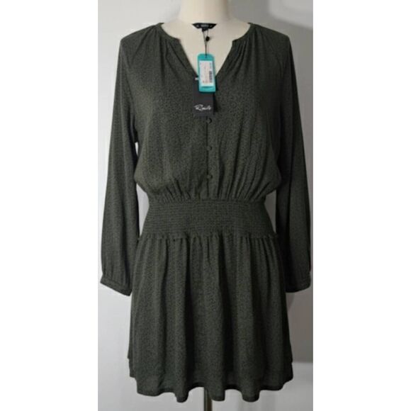 Rails womens large jasmine green black smocked dress whimsy goth boho chic - Picture 1 of 8